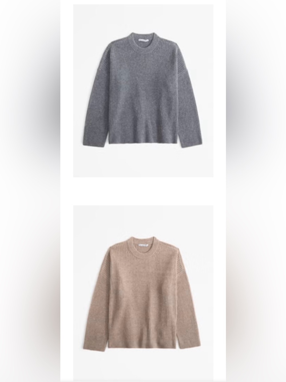 Abercrombie & Fitch x Kathleen Post  Rib Crew Sweater Bundle Gray Taupe Medium